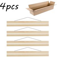 Cintres magnétiques en bois de teck pour affiche, 4 pièces, noir et blanc, 21 30 40 50cm, cadre Photo mural, défilement de peintures sur toile, cadres pour Photo