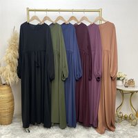 Crepe Prayer Dress New Elegant Modern Maxi Dress High Quality EID Ramadan Modest Abaya Elastic Cuff Islam Women Muslim Clothing