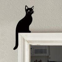 cat sitting up Door Topper Decoration โ Wooden Over Door ๏ผLintel and Signs BIdeal for Kitchen Organization, Rustic Home Decor