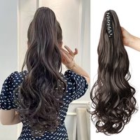 Synthetic Long Curly Ponytail Heat-resistant Claw Clip in Hair Extension Daily Easy to Wear Hairpiece for Women