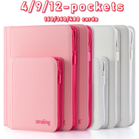 Sanseking Zipper Card Binder Double-Sided 4/9/12 Pocket PU Leather for Pokemon Yu-Gi-Oh Card Album White Pink