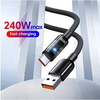 240W 10A USB C Quick Charging Cable Nylon Braided Transparent Type C Charger Wire For Samsung Huawei Xiaomi Fast Charging Cable