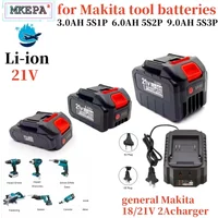 21V3AH6AH9AH rechargeable lithium-ion battery for Makita 18V/21V B series electric tools, chainsaw, impact wrench, angle grinder