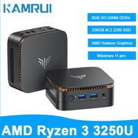 Mini PC AMD Ryzen 3 3250U 8GB DDR4 256GB M.2 SSD Win11 Pro, Small Desktop Computer 4K HDMI+DP Dual Display Portable PC for Home