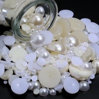 10-500PCS Half Flatback Imitation Pearls Beads White/Beige Round Loose Pearl Bead for DIY Craft Jewelry Scrapbooking 2/4/8-25mm