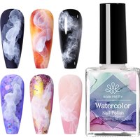 BORN PRETTY 15 ml weißes, blühendes Gel, UV-LED, Soak Off Nail Art Nagellack, Streuseffekt, Aquarell-Marmor-Nagellack-Gel