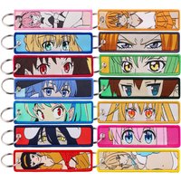 Anime Cool Embroidery Key Fobs Holder Key Tag Cute Keychain for Motorcycles Key Ring Pendants Accessories