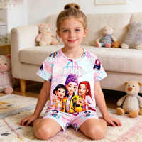 Hot Selling New T-shirt Set for Girls' Summer Clothing with Printed Design, Cartoon Fashion, Comfortable Children's Set