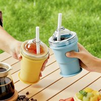 2-in-1 Portable Silicone Ice Ball Maker Cup Foldable Leak-Proof Travel Mug Kitchen Tools for Juice & Cocktails Summer Essential