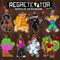 REGRETEVATOR Acrylic Keychains: Bive, Split, Pest, Poob, Party Noob, Unpleasant Gradient, Infected, Prototype, Gnarpy