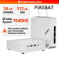 FIREBAT F1 MINI PC AMD Ryzen 5 7640HS LPDDR5 24GB RAM 512GB SSD WIFI6 BT5.2 Portable MINI-PC Windows 11 Desktop Computer