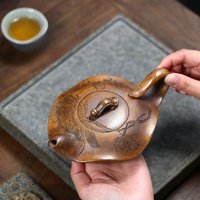 Lotus Leaf Yixing Handmade Purple Clay Teapot, Dragon Bone,raw Ore, Gold Sand,tea Pot, Kung Fu Tea Set 410ml