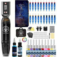 POSEIDON Tattoo Machine Kit Wireless Tattoo Pen Kit For Permanent Makeup Tattoo Kit 20 Tattoo Needles Black Tattoo Gun Kit