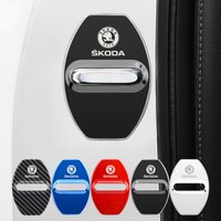 4PCS Car Door Lock Decoration Protector Cover Emblem Case For Skoda fabia octavia kodiaq superb karoq fabia Styling Accessories