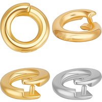 10pcs 18K Gold Plated Brass Locking Jump Rings OD 5.5-14mm Round Connector Split Clasp for Necklaces Bracelets Jewelry Making