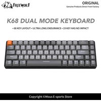 K68 Wireless Dual-Mode Mechanical Keyboard FREEWOLF Gaming Keyboard ABS Full-Key Hot-Swappable Ergonomic Design for E-Sports