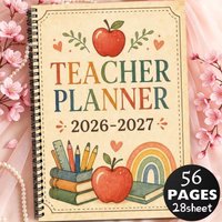A5 2026-2027 Teacher Planner, Monthly and Weekly Task Lists and Schedules Classroom Lesson Organizer Educator Planner
