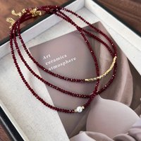 Simple Red Beads Short Necklace Female Jewelry Women Choker Necklaces Femme Ladies Party Necklace Fashion Jewelry Gifts