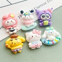 10/12PCS Cartoon Cute Surfing Sanrio Resin Accessories Cute Handmade DIY Hairpin Keychain