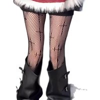 Women Sexy Retro Gothic Kawaii Cross Print Club Stockings Female Hot Goth Lolita Cosplay JK Tights Nylon Socks Fishnet Pantyhose