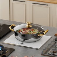 28cm Stainless Steel Soup Pot Wok Non-stick Honeycomb with lid Household Hot Pot Induction Cooker Gas Stove Universal Frying Pan