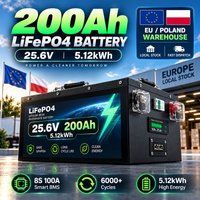 LiFePO4 Lithium-Batterie 12,8V 25,6V 51,2V 100Ah 120Ah 200Ah Smart BMS 6000+ Zyklen Wiederaufladbare Batterie für Solar, Wohnmobile, Marine, Boote, USV, Off-Grid-Heimenergiespeicher EU Polen Lokales