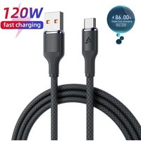 120W Fast Charging USB Type C Cable Braided Data Cable Quick Charge For Xiaomi Huawei Sumsung USB C Charger Cable 0.25M/1M/2M/3M