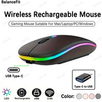 Wireless Rechargeable Mouse, Bluetooth With Type-C Adapter, Gaming Mouse With LED Backlight Suitable For MAC/Laptop/PC/Windows
