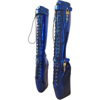 Belt Buckle Metal Lock Round Toe Knee-High Women Ballet Boots Wedges High Heels Side Zipper Design Large Size Shoes