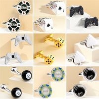 Annlyy Fashion Dice Cards Ball 8 Gamepad Mens Cufflinks Cuff Links