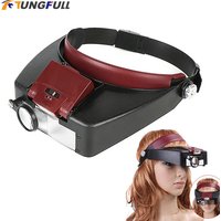 Loupe Microscope LED light 10X Helmet Style Magnifier Glass Headband Magnifying Glasses Lupas Con Luz Reading or Repair Use