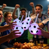 1-5PCS Plastic Cup with Straw Cartoon Juice Milk Tea Cup Football Baseball Party Water Drink Cup for Adults Fun Decor Party Gift