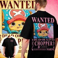2026 Summer One Piece Tony Tony Chopper Wanted Poster Retro Cotton T-Shirt, Adult Kids Breathable Casual Anime Tee Y2k