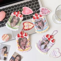 Kawaii Summer Fruit Strawberry 3 inch Kpop Photocard Holder idol Photo Card Holder Bag Pendant