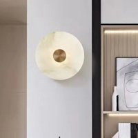 Okrągła kinkiet LED w stylu Art Deco z naturalnego marmuru i mosiądzu, lampy ścienne do salonu, korytarza, dekoracja atmosferyczna, dropshipping