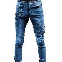 New 2025 Fashion Men's Pants Casual Jeans Men's Thigh Zipper Design Straight leg Jeans Pants Large Size S-4Xl