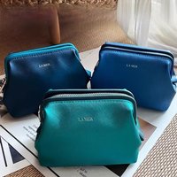 High-End Waterproof Makeup Bag Women's Purse Counter Gift Bag Sea Blue Mystery Color Storage Bag Easy to Use Wash Bag