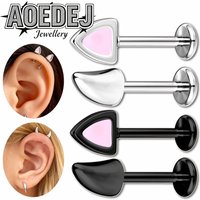 AOEDEJ 1-2pcs/lot 16G Pink Sipke Stainless Steel Stud Earrings Women Girls Labret Lip Studs Devil Cat Ear Conch Helix Piercings