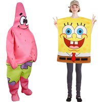 Cartoon SquarePants Cosplay Costume Sponge Patrickstar Jumpsuit for Women Girls Men Boys Halloween Carnival Party Costumes