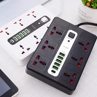 Power Strip Universal Socket for Office Home EU UK US Plug 2M Extension Cord 2500W Overload Protection with 5 USB 1 Type C Ports