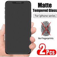 2Pcs No Fingerprint Screen Protectors for iPhone 11 12 13 Pro Max Mini Matte Tempered Glass for iPhone 7 8 6 Plus XR X XS Max