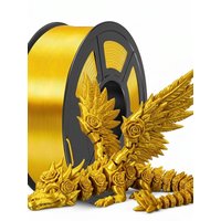 Silk PLA Filament 1.75mm Gold 250G, Metallic Shine High Gloss Finish Perfectly Wound, Accuracy +/-0.02mm 3D Printer Filament