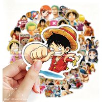50pcs One Piece Cartoon Sticker Birthday Party Decoration Favor Gift DIY Graffiti Skateboard Suitcase Guitar Prize Supplies