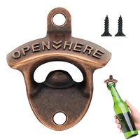 Wall Mounted Vintage Zinc Alloy Bottle Opener Retro Decorative Beer Bottle Opener Easy Use Drink Opener for Home Bar Kitchen