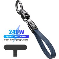 240W 5A USB C to Type C Keychain Fast Charging Cable, 0.22M Short Portable Data Cord for iPhone 17 Pro,Samsung Galaxy S25,Huawei