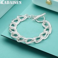 Original 925 Sterling Silver 8-Inch Simple Double Ring Bracelet Is A Charming Fashion Wedding Party Jewelry Accessory For Men