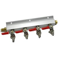 KegLand 4 Output / 4 Way Manifold Gas Line Splitter with Check Valves (1/4" MFL Thread) Duotight Compatible