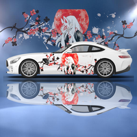 Geisha Wearing Masks Flower Decoration Car Side Sticker Vinyl Self-adhesive Paper Motorsport Paint Decal Suitable for Truck Suv