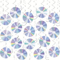 16pcs/set record spiral pendants (8 sheets of disco paper + 8 rolls of spiral ribbon) party decoration set for 70s 80s party