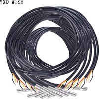 10pcs DS18B20 Temperature Probe Temperature Sensor 1M 2M 3M 5M DS1820 Stainless Steel Package Waterproof 18B20 100cm/200cm/300cm